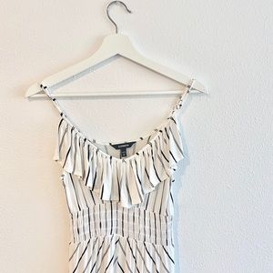 Express Ruffle Front Maxi Dress B&W stripe